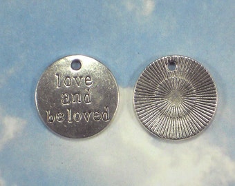 LOVE & BELOVED Charms Message Word Pendants Antique Tibetan Silver Tone (P1504)