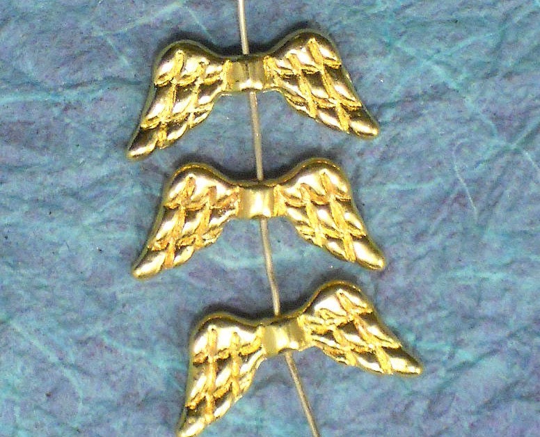 12 Wing Spacer Beads Gold Tone Celestial Angel or Fairy Bright - Etsy