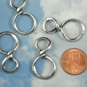 10 Infinity Charms Silver Ring Loops Dangles 30mm Figure 8 Connector Links P916 image 5