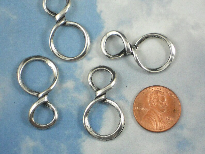 10 Infinity Charms Silver Ring Loops Dangles 30mm Figure 8 Connector Links P916 image 5