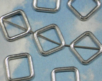 8 Square Bead Frames Links Tibetan Silver Tone Diamond Shape Beads (P262)