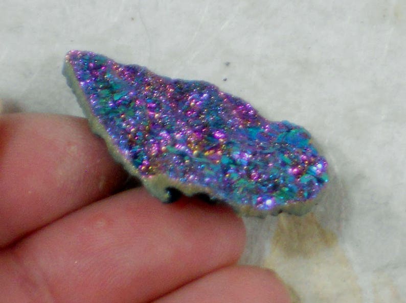 Teal Purple Drusy Crystal Druzy Cabochon Blue Teardrop 35mm Geode Pear D2353