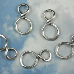 10 Infinity Charms Silver Ring Loops Dangles 30mm Figure 8 Connector Links P916 image 3