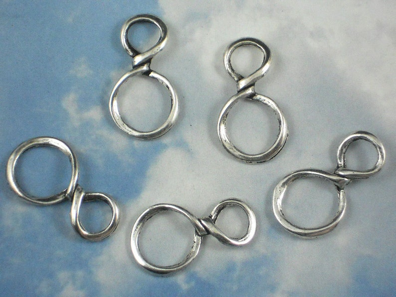 10 Infinity Charms Silver Ring Loops Dangles 30mm Figure 8 Connector Links P916 image 3