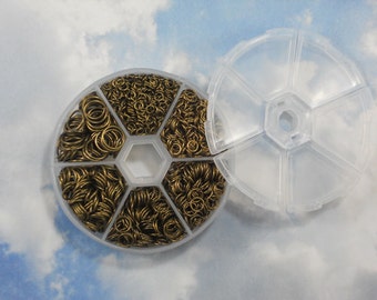 SALE Jump Rings Assorted Sizes Bronze Tone 4mm to 10mm In Cool Storage Plastic Box (S204)