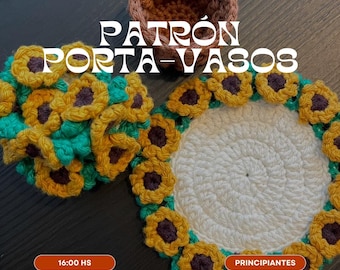 Crochet Pattern Sunflower and Daisy Coaster | PDF Coaster Pattern | Sunflower Coaster | Flower Coaster Pattern