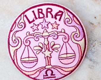 Libra Zodiac Astrology Iron on Patch