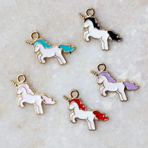 Unicorn Charms for DIY Jewelry Making, 5 Enamel Charms