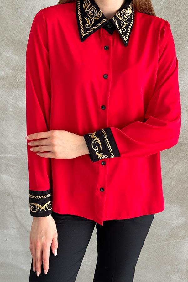Threads & Motifs Pret Embroidered Crepe Shirt 8566