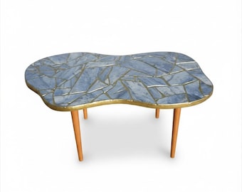 Wabi Sabi Coffee Table, Handmade Kintsugi Art, Live Edge Wood with Gold Inlay, Sculptural Statement Furniture