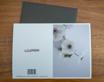 White Anemone 3.5" x 5" blank single note card