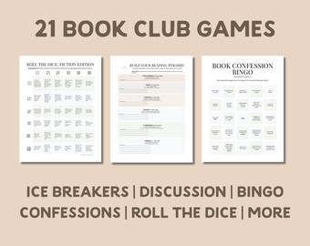 Book Club Game Bundle, Fun Printable Icebreakers, Reading Group Activities, Party Games, Instant Download
