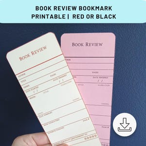 Book Review Bookmark | Track your thoughts | Bookish Bookmark | PDF Digital Download