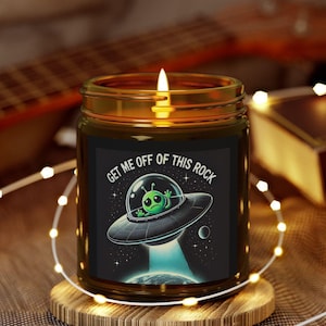 Candle, Scented Candles, Coconut Apricot (4oz, 9oz) Candle, Alien, UFO, Unique Home Decor, Meditation Candle, Gifts for UFO, Decor
