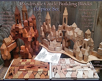 133pc Castle Building Blocks   Hardwood   Handmade in the USA    for All Ages