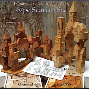 67piece Castle Building Blocks/Handmade Hardwood/All Ages