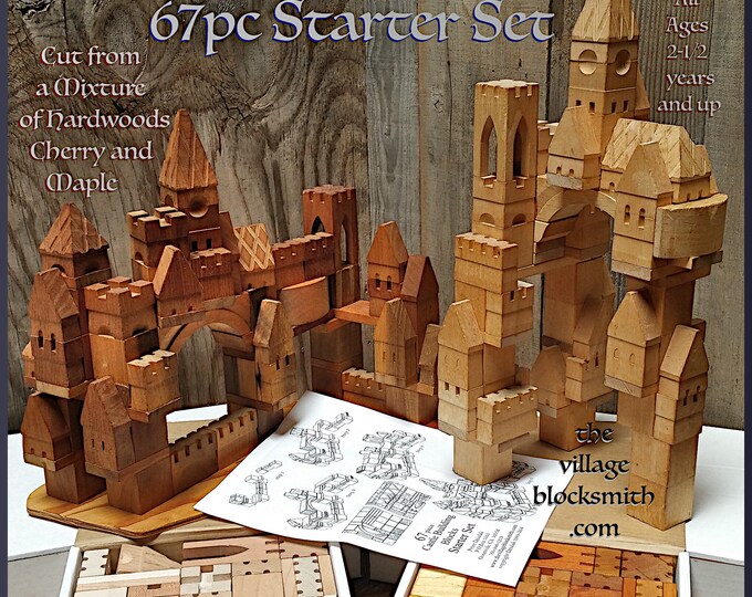67piece Castle Building Blocks/handmade Hardwood/all Ages - Etsy