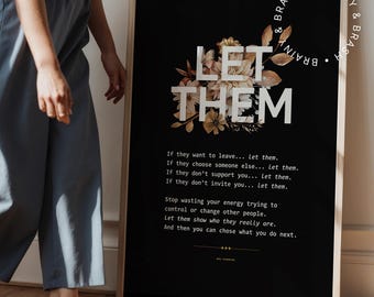 Let Them - Zitat Poster, Mel Robbins Motivationsdruck, minimalistisches Buchzitat, Geschenke für Leser, Buchliebhaber & Dekor für psychische Gesundheit