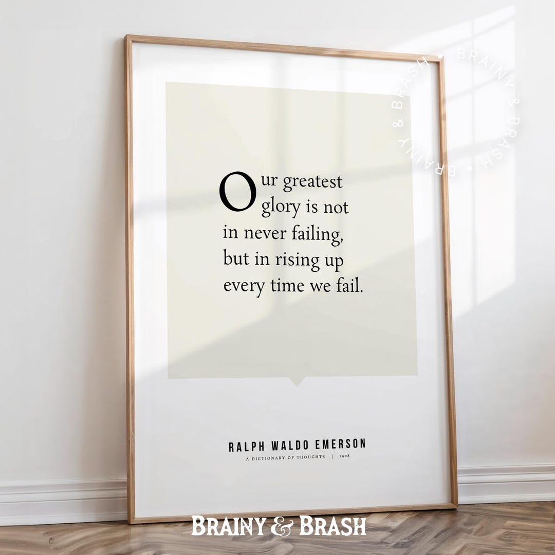 Greatest Glory Quote Poster - Poetry Art Print, Ralph Waldo Emerson ...
