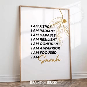 Poster motivazionale personalizzato con nome, arte murale minimalista ispiratrice, decorazione motivazionale, regalo per lei, arte personalizzata, poster di affermazione 004