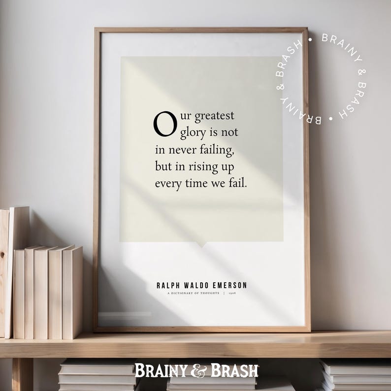 Greatest Glory Quote Poster - Poetry Art Print, Ralph Waldo Emerson ...