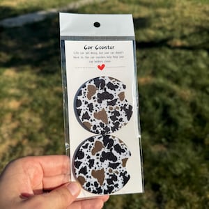 Cow Print Car Coasters