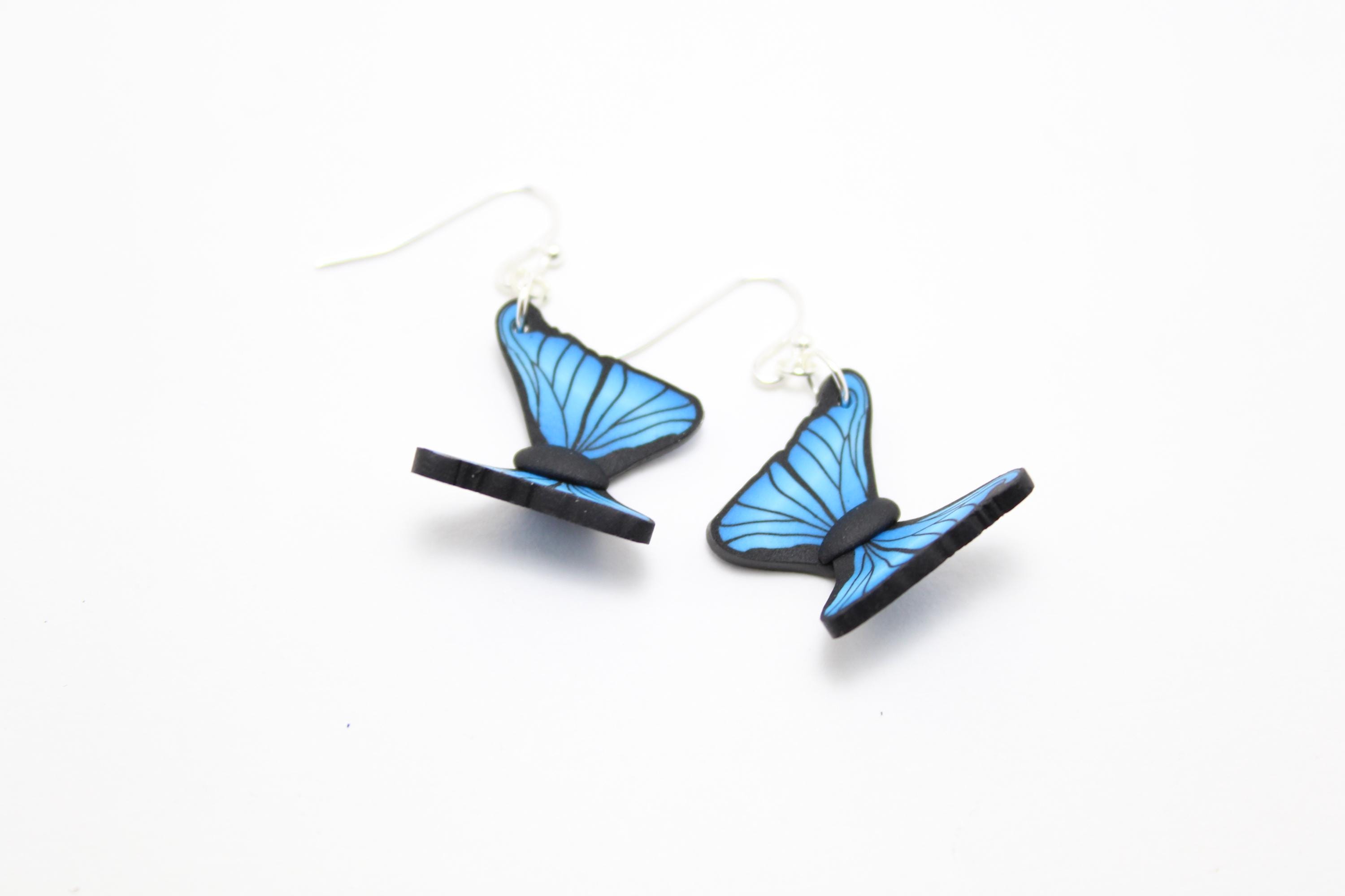 Lightweight Acrylic Butterfly Earrings – Blue Morpho Dangling Earrings For Women