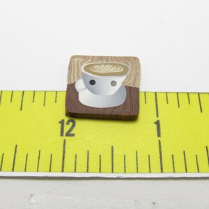 Coffee Cup Buttons, Cafe Scene, Brown & White, Polymer Clay Cane, Knit Crochet Sewing Supply, Accent Button, Caffeine Lover Gift image 4