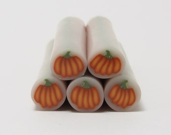 Pumpkin Cane, Raw Unbaked Polymer Clay, Orange Green Translucent, Handmade Craft Supplies, Bead Making, Plants & Nature, Autumn Fall Crafts