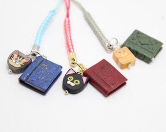 Book & Cat Planner Charm in Polymer Clay