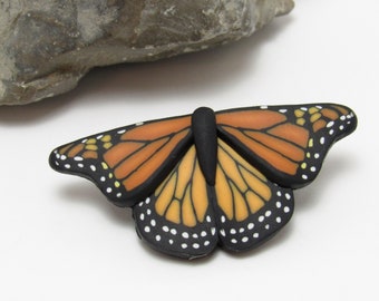 Monarch Butterfly Brooch, Orange & Black Pin, Polymer Clay, Realistic Art Jewelry, Nature Inspired, Unique Womens Gift