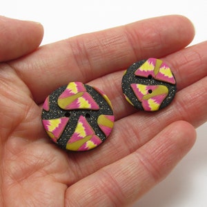 Rosy Maple Moth Buttons, Pink Yellow Black, Polymer Clay, Handmade Buttons, Sewing Supply, Focal Accent, Nature Inspired, Bug Lover Gift image 5