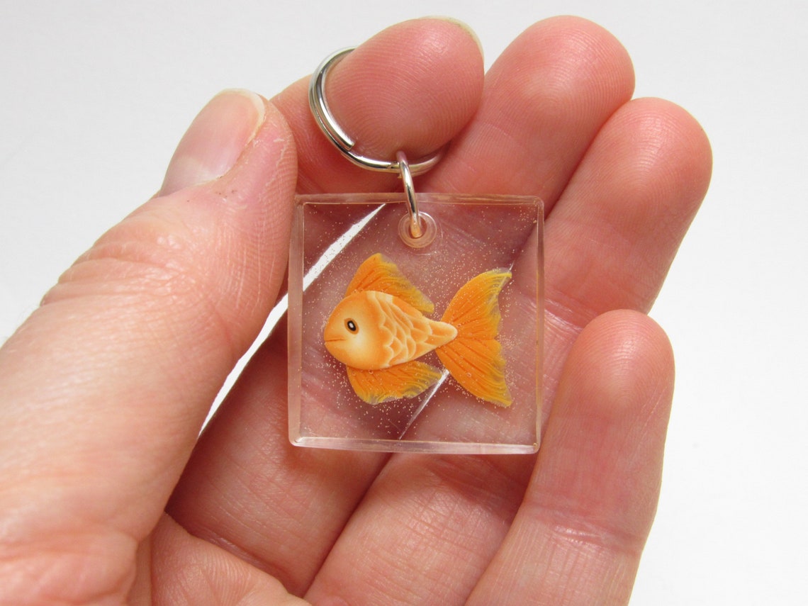 Golfish Keychain Betta Fish Keyring Fishbowl Key Fob Etsy