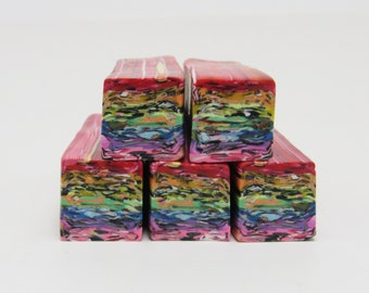 Rainbow Scrap Clay Cane, Abstract Ombre Stripe, Raw Unbaked Polymer Clay, Multi Color, Handmade Craft Supplies, Bead Making