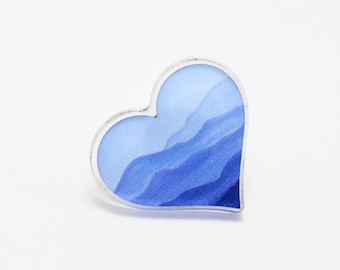 Pomoc dla ofiar huraganu Helene - Mountain Heart Pin - wydruk artystyczny na akrylu - Blue Ridge Mountains - Asheville NC