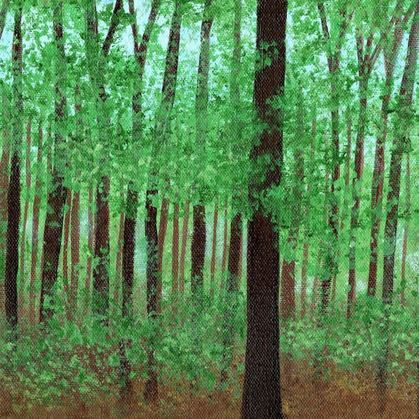 Seconds Sale Spring Forest Giclee Print, 8x10, Blue Green Brown, Nature Landscape Scene, Original Acrylic Painting, Archival Fine Art Print