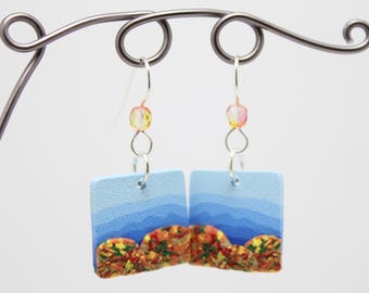 Fall Mountains Polymer Clay Dangle Earrings