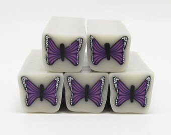 Seconds Purple Butterfly Canes, Raw Polymer Clay, Unbaked Canes, Handmade Craft Supplies, Bead Making