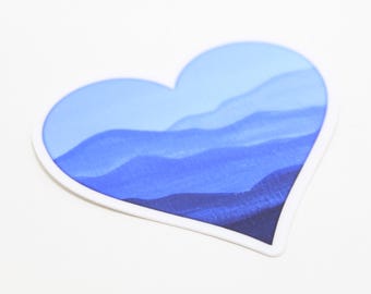 Hurricane Helene Relief - Mountain Heart Vinyl Sticker - Original Art - Blue Ridge Mountains - Asheville NC