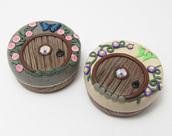 Fairy Door Tin, Faerie House Container, Princess Castle, Polymer Clay Cane, Craft Supply Holder, Organizer Storage Case, Crafter Gift, Multi