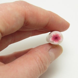 Cherry Blossom Flower Cane, Raw Unbaked Polymer Clay, Pink & Burgundy, Handmade Craft Supplies, Jewelry Bead Making, Spring Floral Design image 3