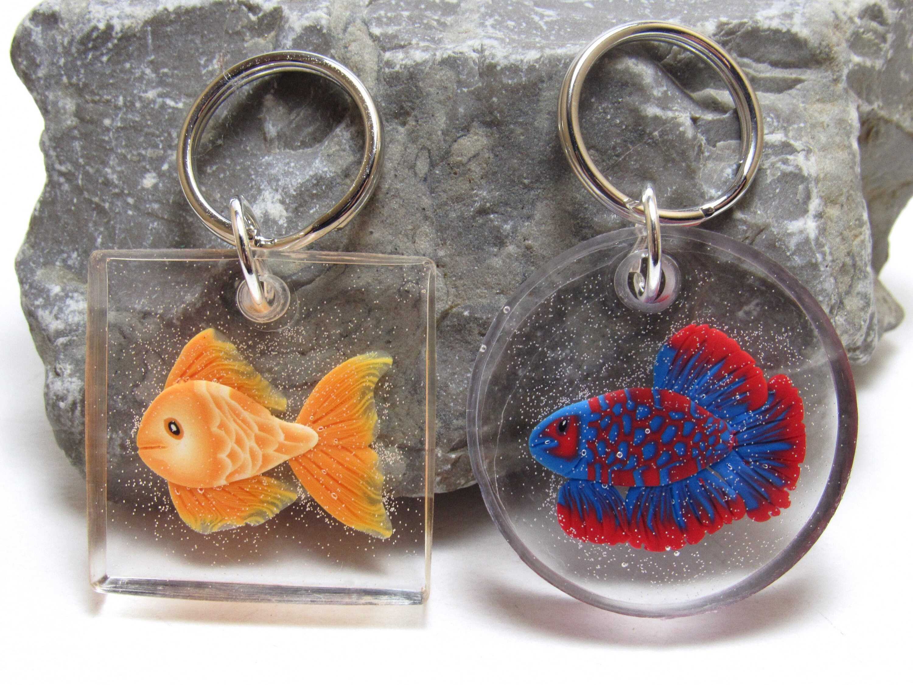 Golfish Keychain Betta Fish Keyring Fishbowl Key Fob Etsy
