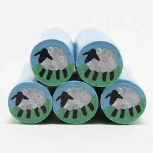 Suffolk Sheep Cane, Raw Unbaked Polymer Clay, Blue Green Gray, Farm Animal, Handmade Craft Supplies, Bead Making image 1