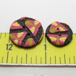 Rosy Maple Moth Buttons, Pink Yellow Black, Polymer Clay, Handmade Buttons, Sewing Supply, Focal Accent, Nature Inspired, Bug Lover Gift image 4