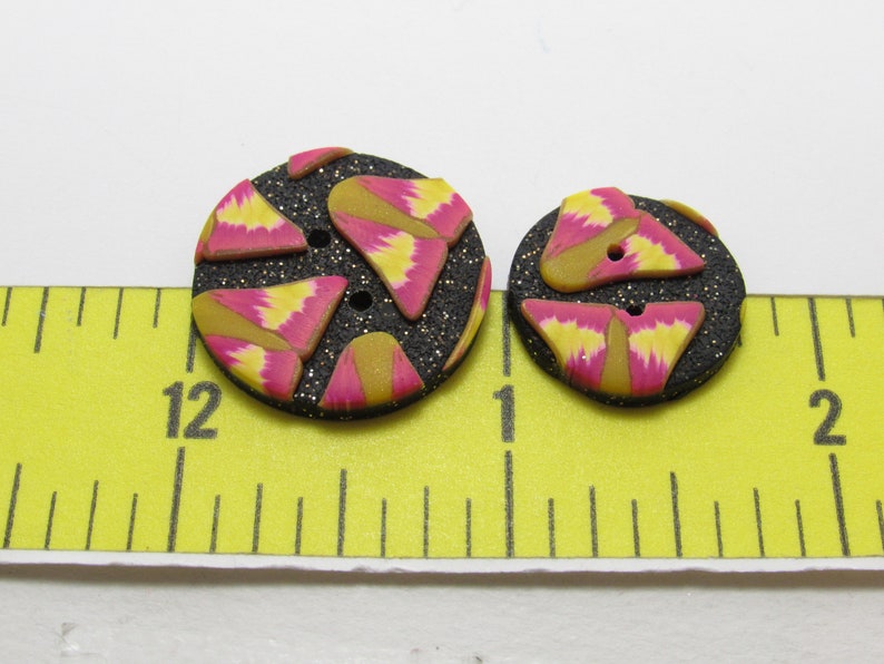 Rosy Maple Moth Buttons, Pink Yellow Black, Polymer Clay, Handmade Buttons, Sewing Supply, Focal Accent, Nature Inspired, Bug Lover Gift image 4