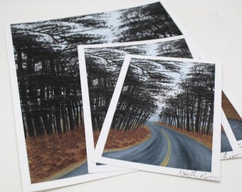 Trees at Dusk Giclee Print, Blue Ridge Parkway, Gray Brown, Nature Landscape Scene, Original Acrylic Painting, Archival Fine Art Print