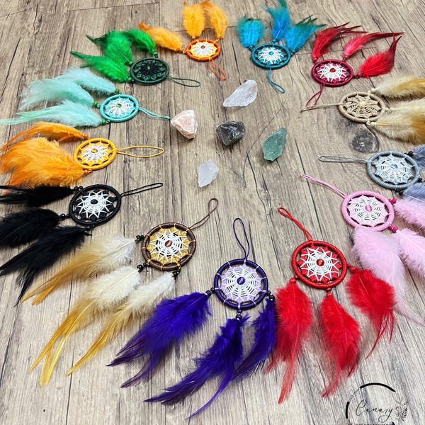 Attrape-rêves | Attrape-rêves | Mini voiture attrape-rêves minuit|Attrape-soleil | Suspension murale | Suspension de rétroviseur de voiture | Accessoires de voiture | Cadeaux hippie bohème