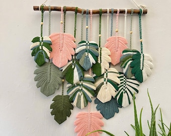 Handmade Macrame Monstera Leaf Wall Hanging: Boho Scandinavian Decor