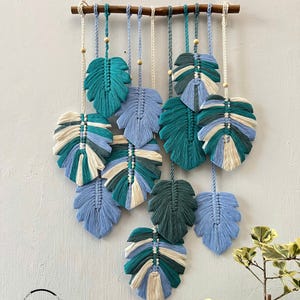 Monstera Leaves Handmade Wall Decor, Green Leaf Macrame Wall Hanging, Scandinavian Decor, Boho Nursery Decor, New Home Gift, Mother Day Gift