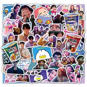 Set 15–60 Kpop Demon Hunters Anime Stickers – Korean Idol Movie Style, Huntrx, Saja Boys, Zoeystery, Miromabby, Aesthetic Laptop Decor